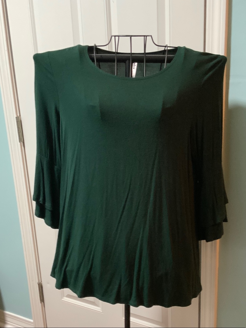 Azules Emerald Green Ruffle Sleeve Long Sleeve Top